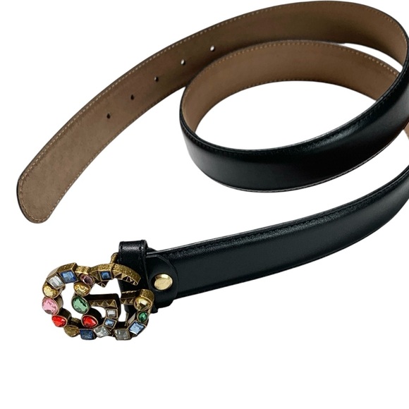 🆕 Gucci Style Black Leather Crystal Embellished Marmont Belt 🆕 - Picture 9 of 9